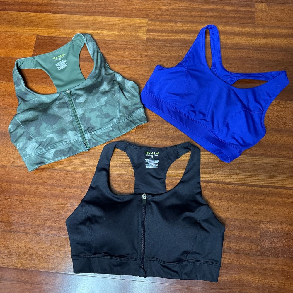 Tek Gear Set of 3 Workout Gear/High Impact Sports Bras